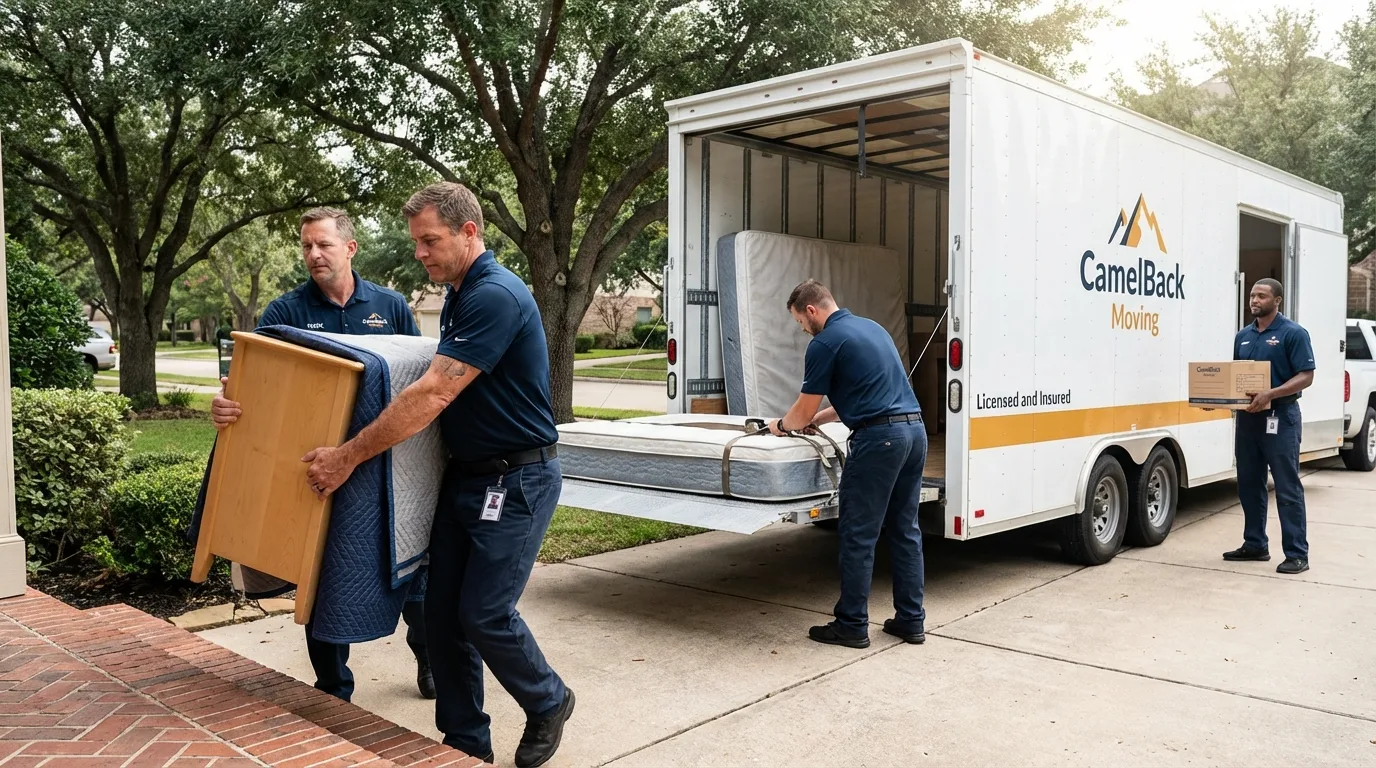 Crew loading residential truck for cross-state move from Whitmire, SC